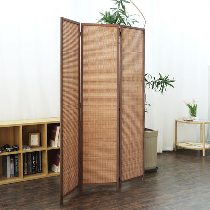 Furnnylane 3 Panel Room Divider and Folding Screen Room Divider,Bamboo Room Divider Screen for Room Separation,67" H x 46" W