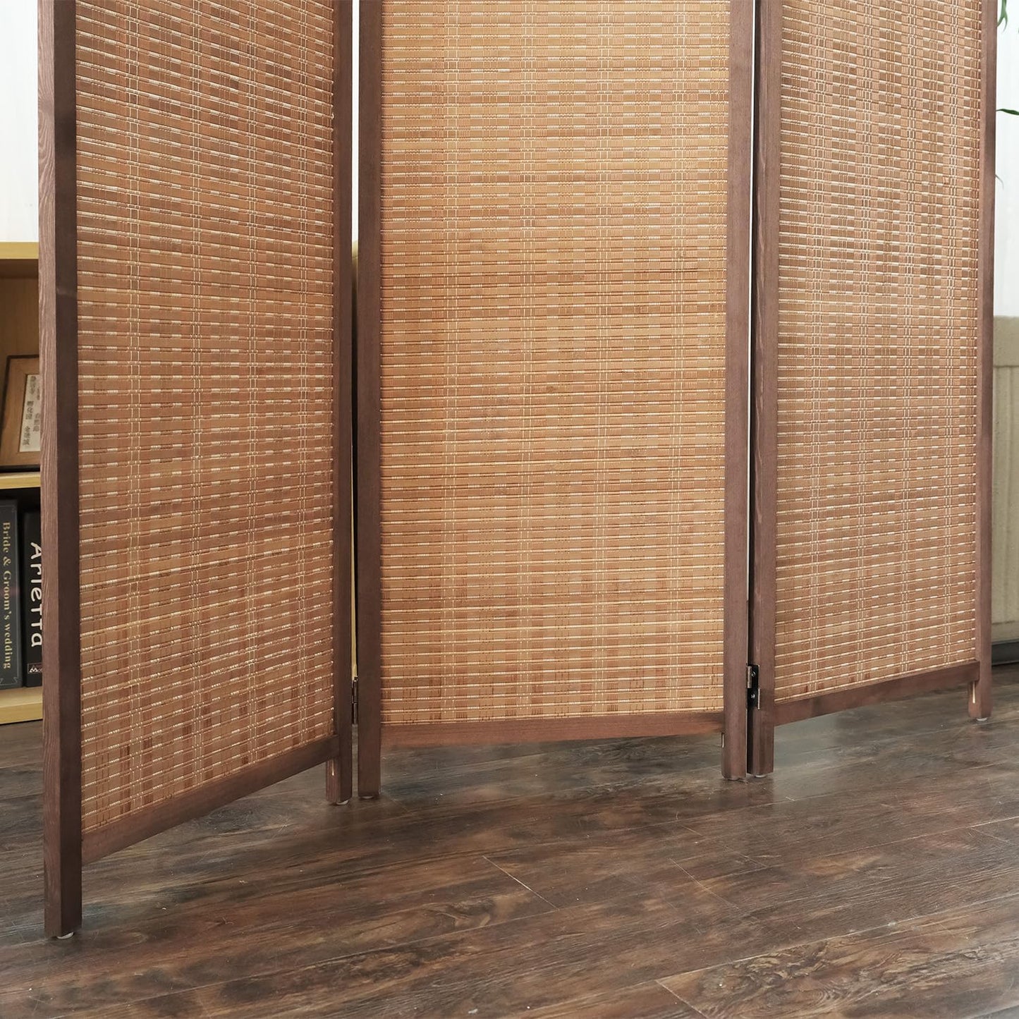 Furnnylane 3 Panel Room Divider and Folding Screen Room Divider,Bamboo Room Divider Screen for Room Separation,67" H x 46" W