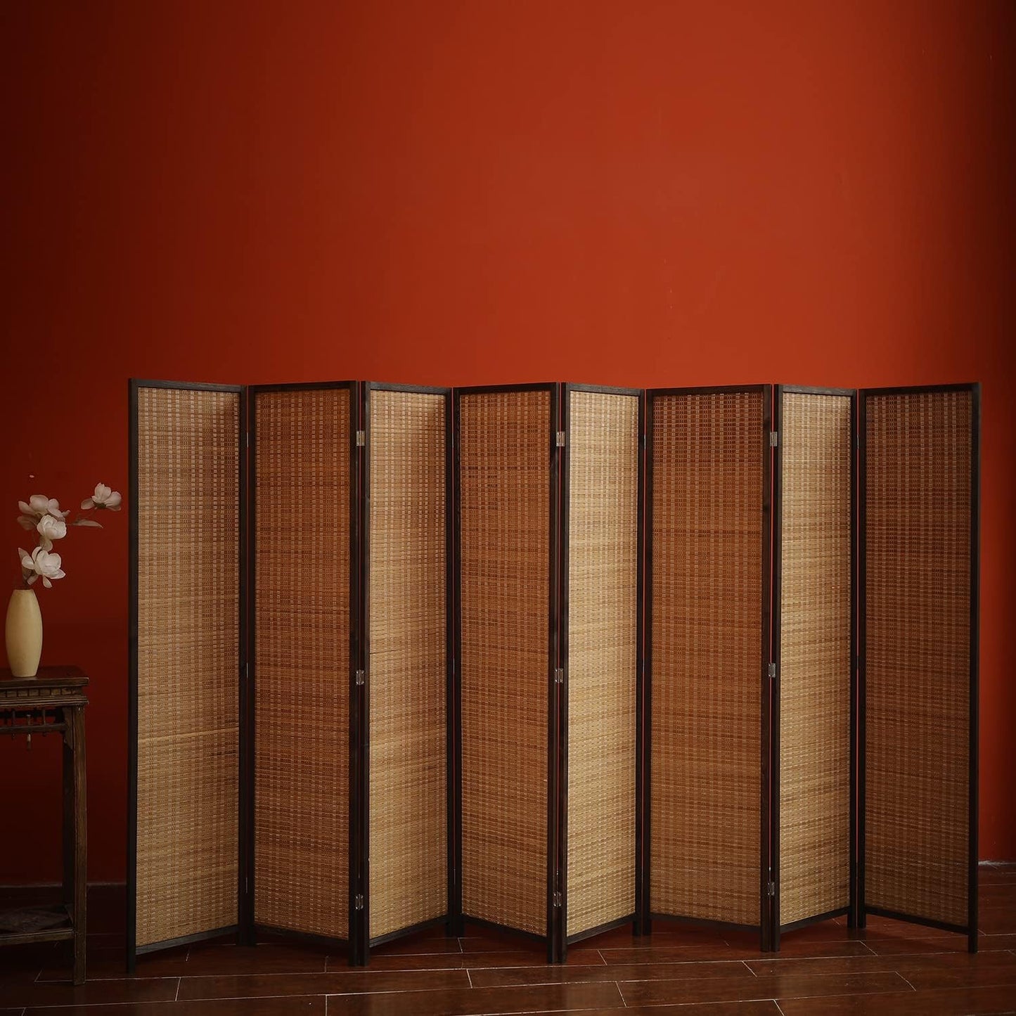 8 Panel Room Divider and Folding Screen Room Divider,Bamboo Room Divider Screen for Room Separation,67" H x 122.8" W