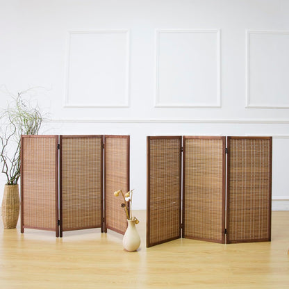 3 Panel Room Divider and Folding Screen Room Divider,Two in One Detachable and Foldable Bamboo Room Divider Screen for Room Separation,67" H x 46" W