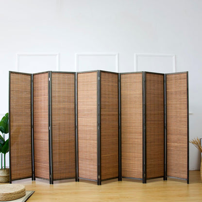 8 Panel Room Divider and Folding Screen Room Divider,Bamboo Room Divider Screen for Room Separation,67" H x 122.8" W