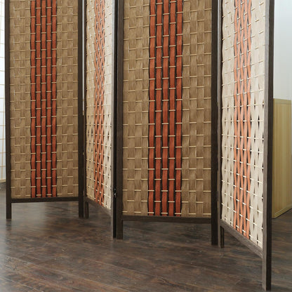 4 Panel Room Divider Screen in Beige and Orange,Blackout Room Divider Folding Panel Screen for Room Separation and Home Decoration,70.8" H x 70.8" W