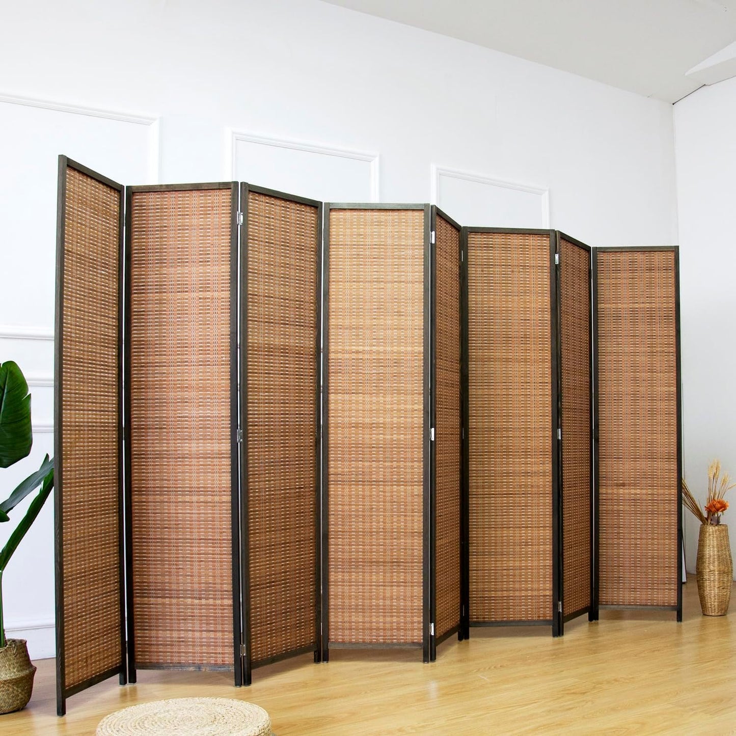 8 Panel Room Divider and Folding Screen Room Divider,Bamboo Room Divider Screen for Room Separation,67" H x 122.8" W