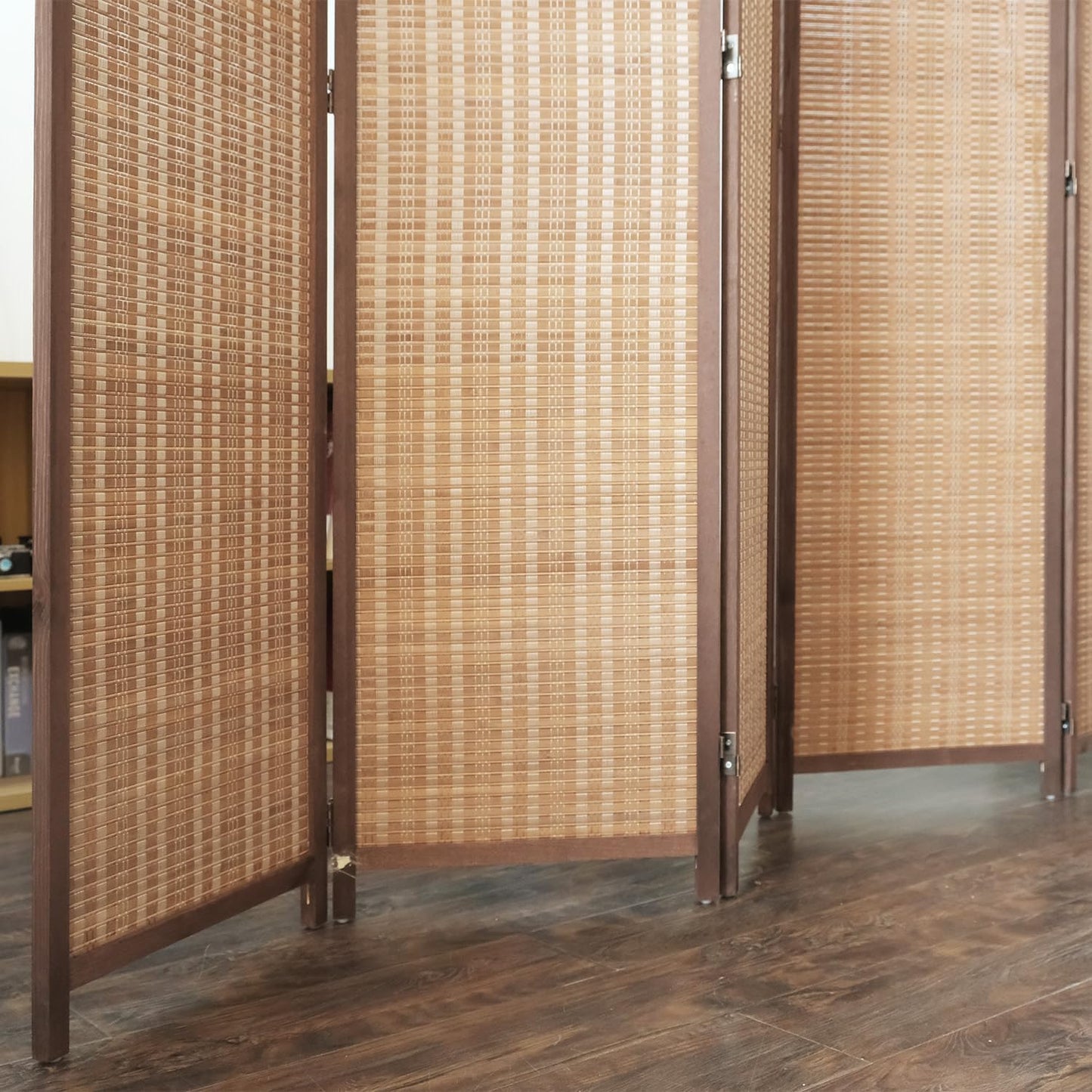 5 Panel Room Divider and Folding Screen Room Divider,Bamboo Room Divider Screen for Room Separation,67" H x 76.75" W