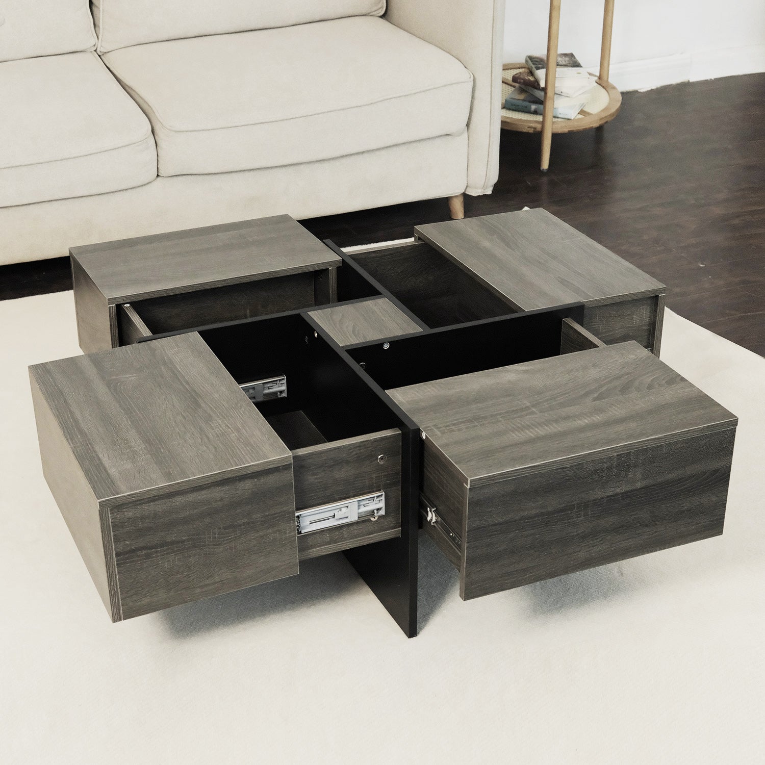 Modern Square Coffee Table with Storage