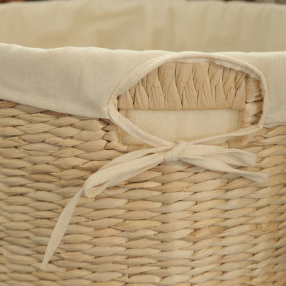 Furnnylane Handmade Wicker Laundry Basket with Lid,Hand-woven Laundry Hamper with Removable Liner,Large Laundery Basket with Ample Laundry Space