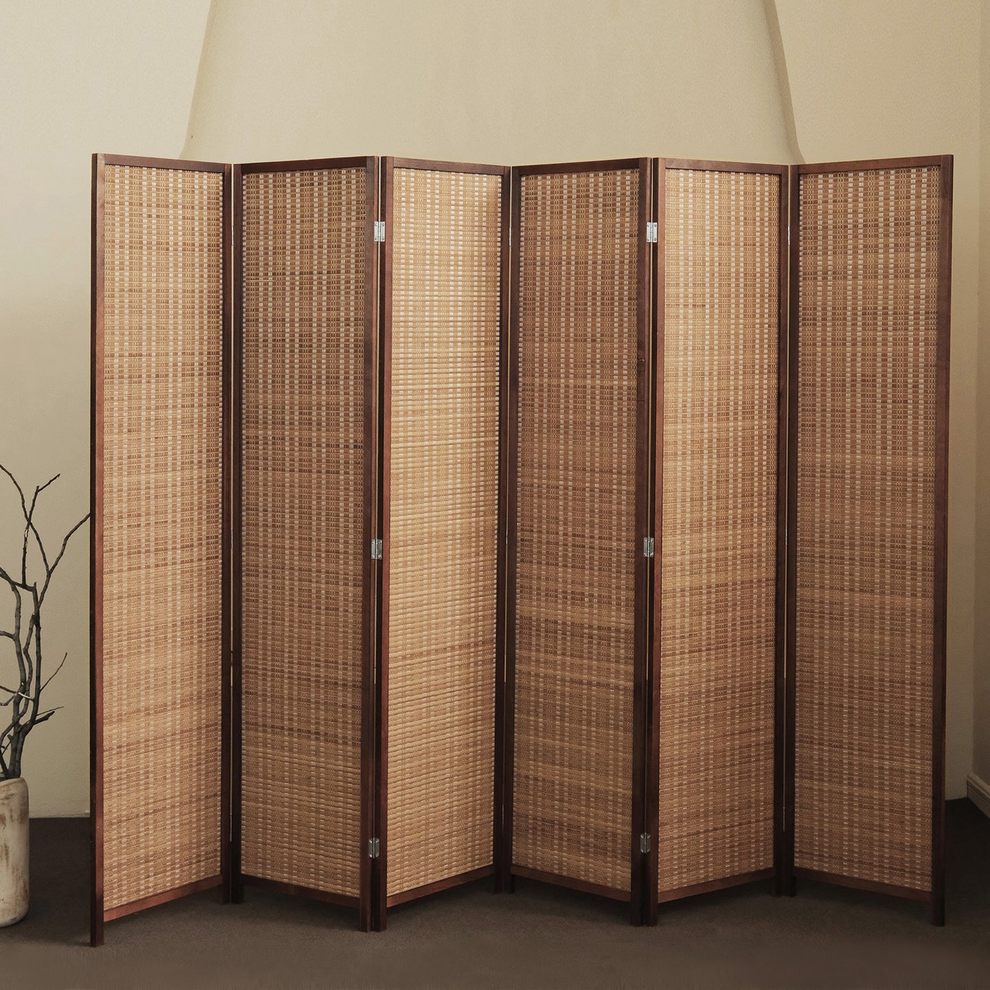 Furnnylane 6 Panel Room Divider and Folding Screen Room Divider, Bamboo Room Divider for Room Separation,67" H x 92.1" W