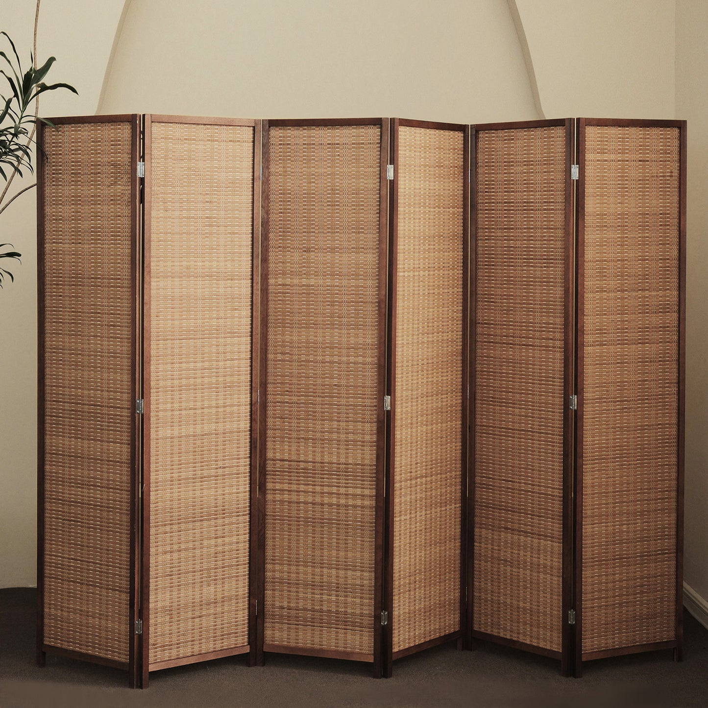 Furnnylane 6 Panel Room Divider and Folding Screen Room Divider, Bamboo Room Divider for Room Separation,67" H x 92.1" W