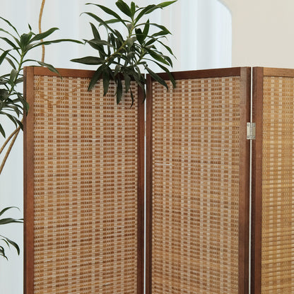 Furnnylane 6 Panel Room Divider and Folding Screen Room Divider, Bamboo Room Divider for Room Separation,67" H x 92.1" W