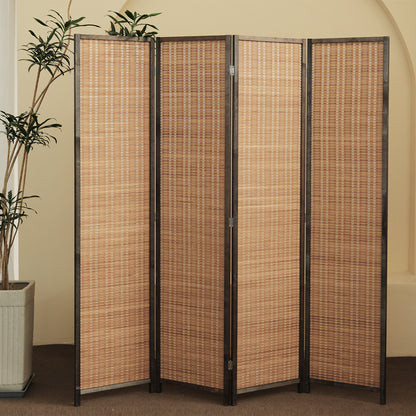 Furnnylane 4 Panel Room Divider and Folding Screen Room Divider,Bamboo Room Divider Screen for Room Separation,67" H x 61.4" W