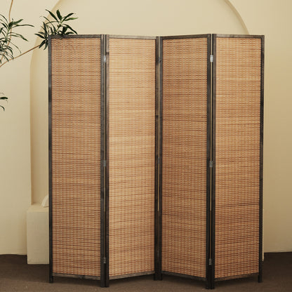 Furnnylane 4 Panel Room Divider and Folding Screen Room Divider,Bamboo Room Divider Screen for Room Separation,67" H x 61.4" W