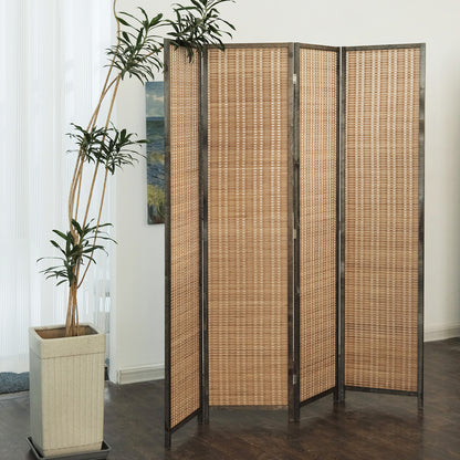 Furnnylane 4 Panel Room Divider and Folding Screen Room Divider,Bamboo Room Divider Screen for Room Separation,67" H x 61.4" W