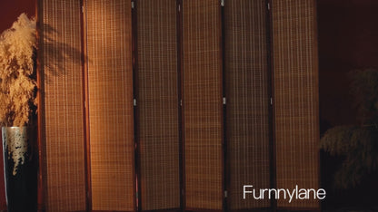 Furnnylane 6 Panel Room Divider and Folding Screen Room Divider, Bamboo Room Divider for Room Separation,67" H x 92.1" W